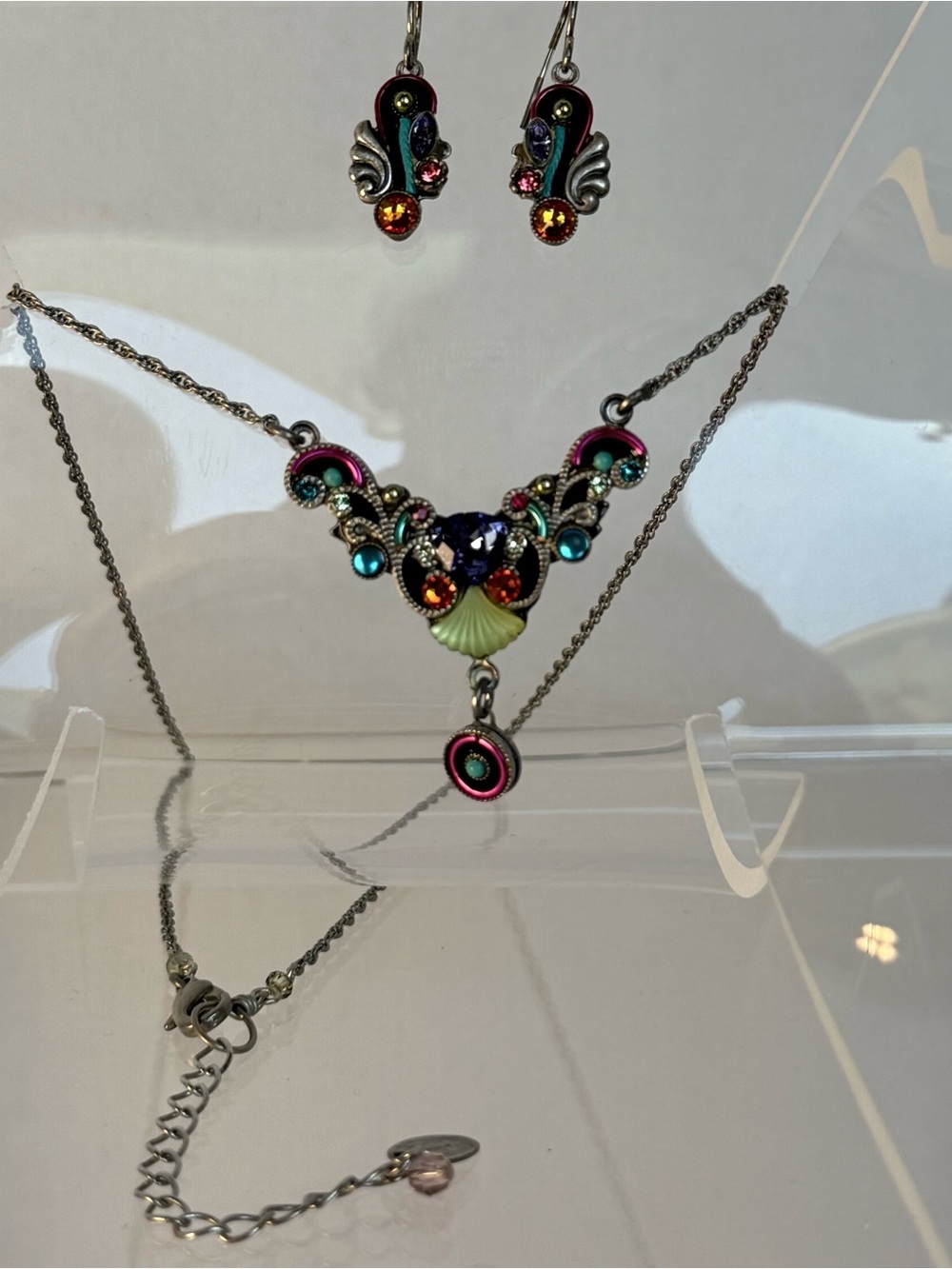 Multicolor Crystal Accent Necklace and Earring Set